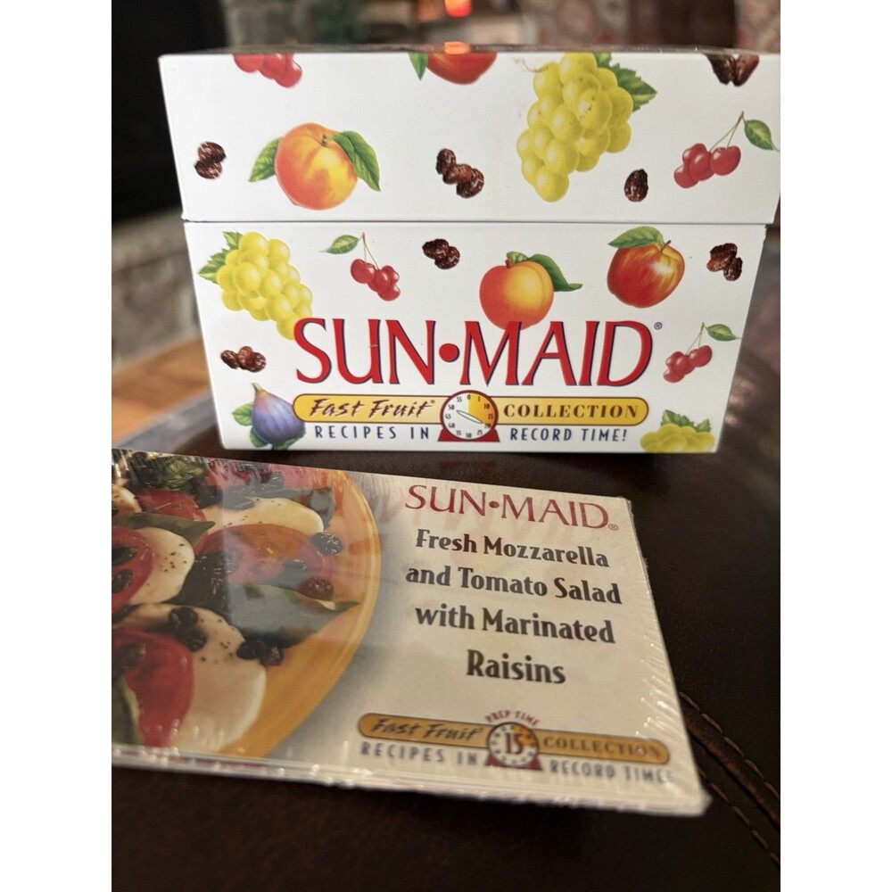Sun-Maid Fast Fruit Collection Recipe Tin And Recipe Cards